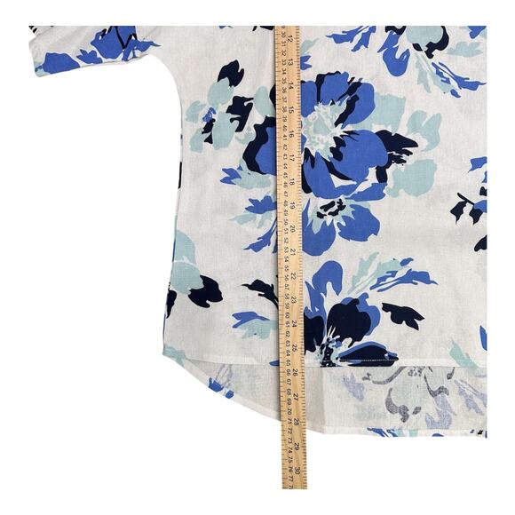 Ellen Tracy Linen Viscose Blend Dolman Sleeve Top Blouse Blue Size L - Picture 7 of 9